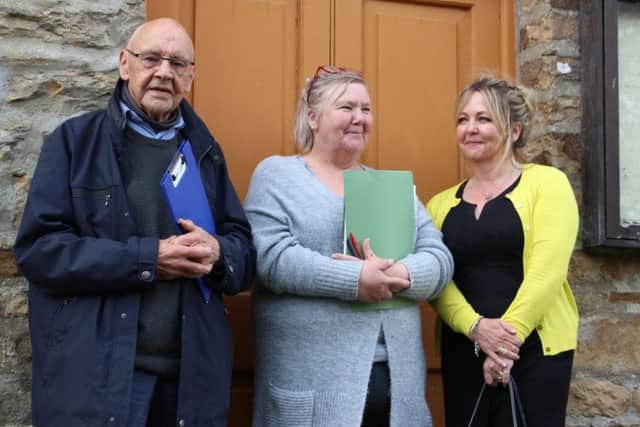 Pictured at Bainbridge chapel - Local preacher Geoff Phillips, rural housing enabler Amanda Madden and North Yorkshire Dales Methodist Circuit administrator Julie Greenslade. Picture courtesy of YDNPA.