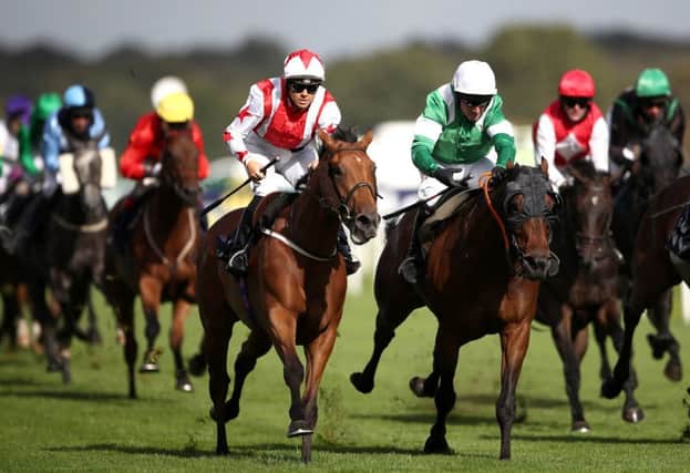 Dubai Acclaim ridden by Sammy Jo Bell (left) wins the Mondialiste Leger Legends Classified Stakes during day one of the William Hill St Leger Festival at Doncaster Racecourse.
