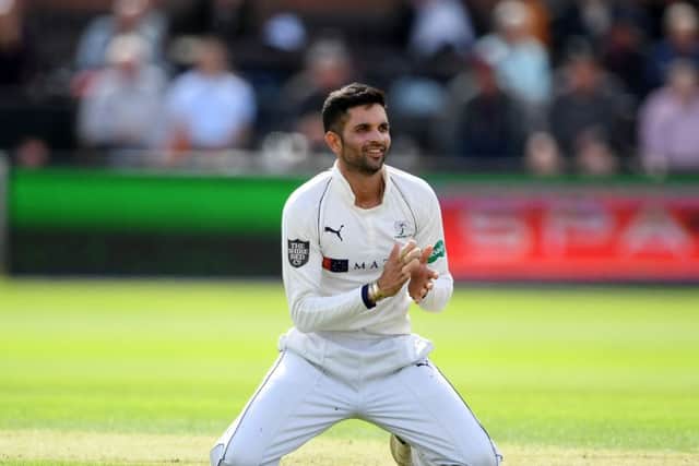 Keshav Maharaj proved the star turn with the ball for Yorkshire in a crushing defeat to Somerset at Taunton Picture: Alex Davidson/Getty Images
