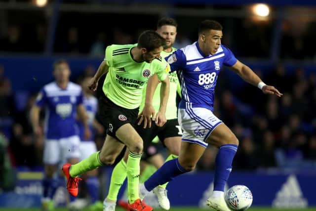 Sheffield United and Chris Basham (left) will renew acquiantances with Birmingham City's Che Adams, who is now at Southampton (Picture: PA)