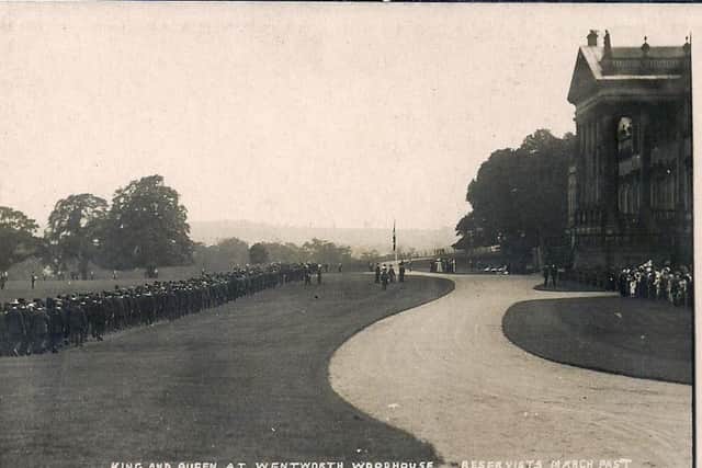 Army reservists march past Wentworth during the royal visit