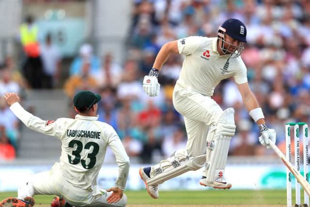 Australia's Marnus Labuschagne attempts to run out England's Jonny Bairstow (right) during day one of the fifth test match at The Oval (Picture: Mike Egerton/PA Wire)