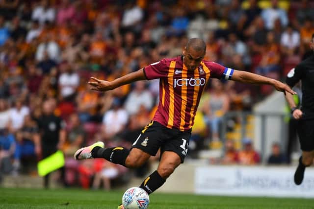 James Vaughan made a nuisance of himself which led to Bradford's winning goal.