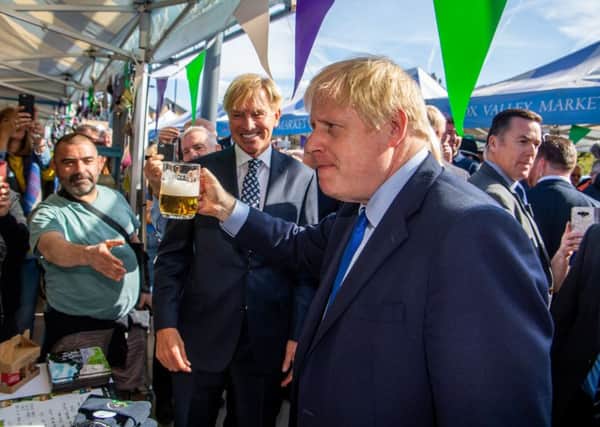 Boris Johnson during his walkabout in Doncaster Market last week.