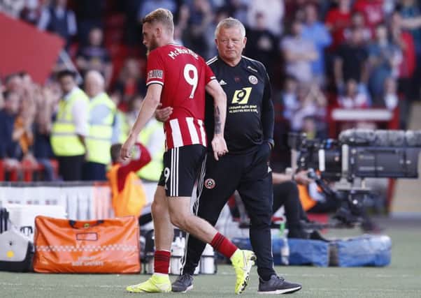 Chris Wilder manager of Sheffield United brings off Oli McBurnie during the defeat to Southampton. (Picture: Simon Bellis/Sportimage