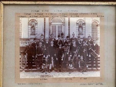 An old photograph of Kirkbymoorside Brass Band taken in 1897 at Castle Howard. Image: James Hardisty