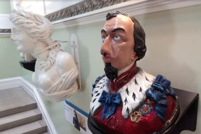The carved figurehead was salvaged from the ship. It now takes pride of place halfway up the stairs in Hull's Maritime Museum