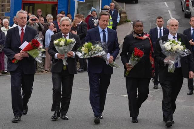Cameron visits Birstall following the murder of Yorkshire MP Jo Cox in 2016. PIcture: PA