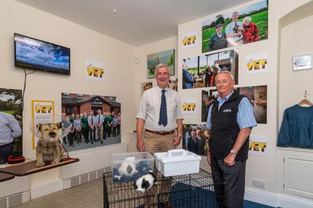 The World of James Herriot in Thirsk has dedicated a room to The Yorkshire Vet television series. Pictured is Peter Wright, one of the vets who co-stars in the hit Channel 5 programme, alongside Ian Ashton, managing director of The World of James Herriot. Picture by James Hardisty.