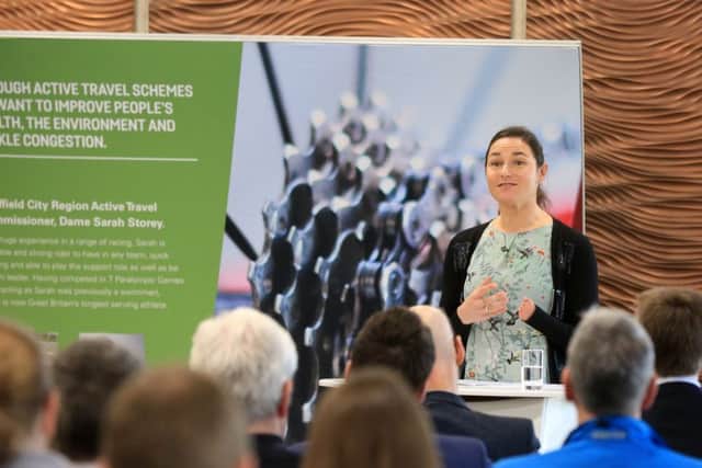 Dame Sarah Storey, in her role as the Sheffield City Region's new Active Travel Commission. Picture: Chris Etchells