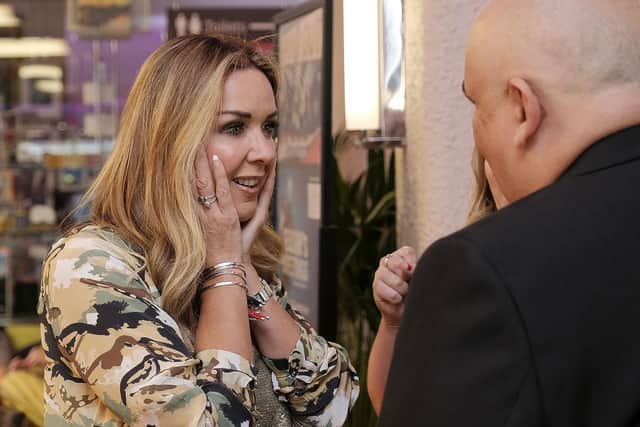 Scarborough actress Claire Sweeney talks to Derren Litten at the premiere. Picture by Richard Ponter.