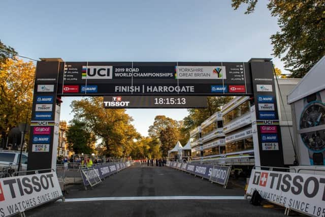 The finish line for the 2019 UCI World Championships on the Stray in Harrogate.  Picture Bruce Rollinson
