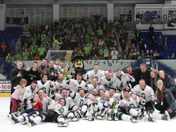 SAME AGAIN? Hull Pirates celebrate their NIHL One play-off success in Coventry last season.