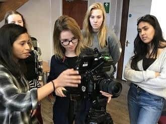 Youngsters getting to grips with camera work. Credit:  Independent Directions Film Festival.