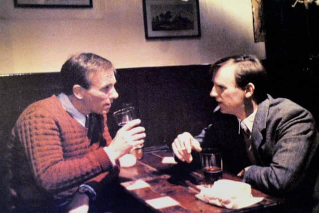 A photograph of Chritopher Timothy and Peter Davison in the Kings Arms Askrigg, from the original All Creatures Great and Small. Picture: Gary Longbottom.