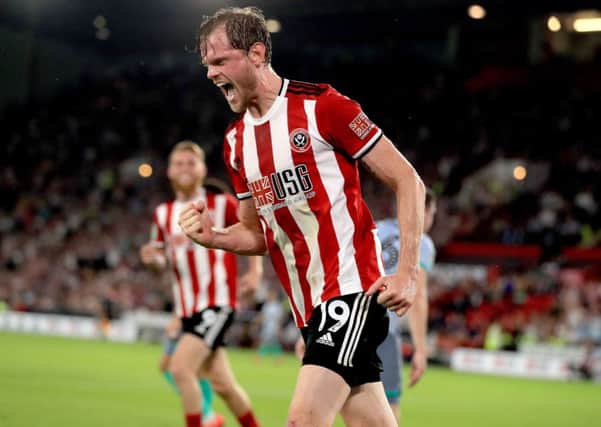 Sheffield United's Richard Stearman celebrates scoring his side's first goal against Blackburn in the Carabao Cup (Picture: PA)