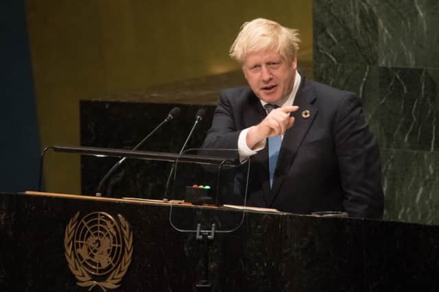 Boris Johnson addressed the United Nations late on Tuesday night before returning to Parliament.