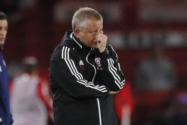 Chris Wilder manager of Sheffield United reacts on the touchline during the Carabao Cup match at Bramall Lane (Picture: Simon Bellis/Sportimage)