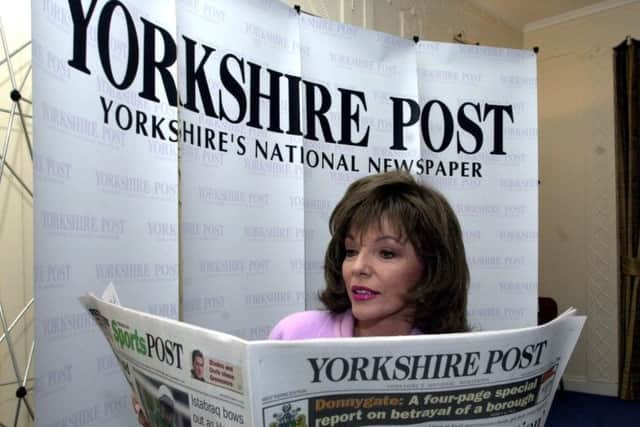 Joan Collins pictured at the Yorkshire Post Literary Luncheon at the Queens Hotel, Leeds in 2002.