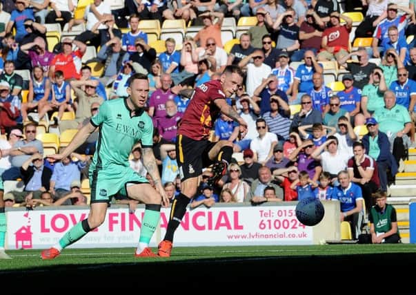 Bradford City's Harry Pritchard: Scoring against Carlisle. Picture: Simon Hulme