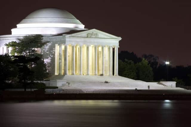 TheThomas Jefferson Memorial illuminated at night. (PA).
