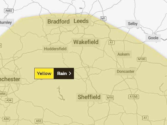 The Met Office has issued a yellow weather warning for Monday