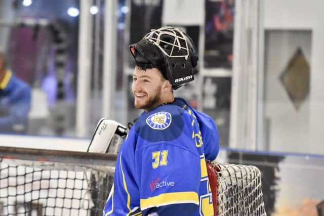 NO WAY THROUGH: Sam Gospel 
recorded his first-ever shutout for Leeds Chiefs in the 4-0 win at Raiders IHC. 
Picture: Steve Brodie