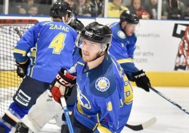 ON TARGET: Adam Barnes scored a hat-trick for Leeds Chiefs in a 4-0 win at Riaders IHC. Picture courtesy of Steve Brodie.