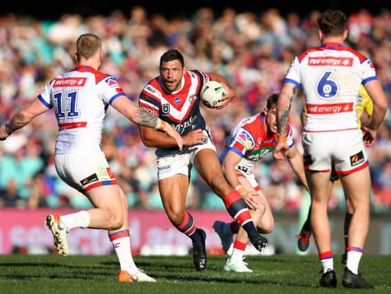 Sydney Roosters' Ryan Hall in action against Newcastle Knights. (Photo by Jason McCawley/Getty Images)