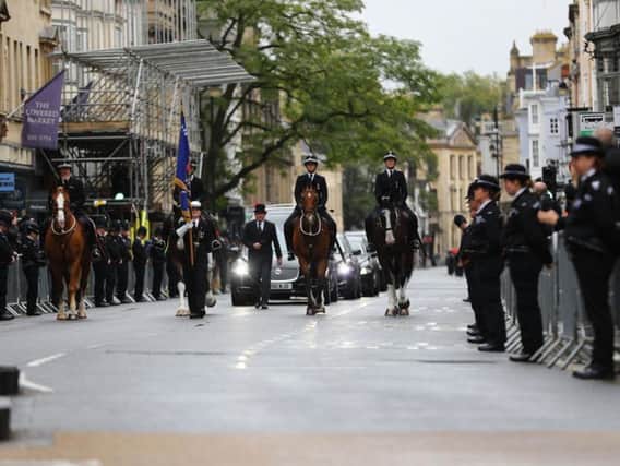 Officers from the four Yorkshire forces joined members of the public and other uniformed officersto pay their respects along the processional route.