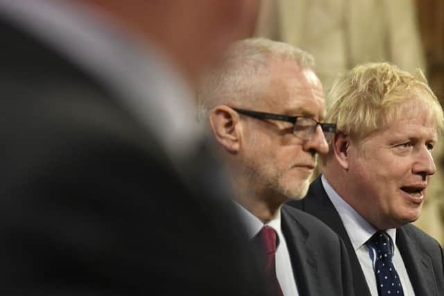 Jeremy Corbyn and Boris Johnson at the State Opening of Parliament.