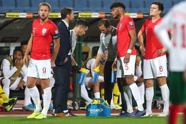England's Tyrone Mings speaks with Gareth Southgate. Picture: Catherine Ivill/Getty Images