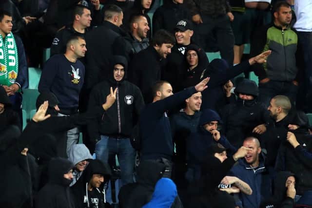 DISGUSTING: Bulgarian fans gesture with Nazi salutes during the UEFA Euro 2020 qualifier between Bulgaria and England  in Sofi. Picture: Catherine Ivill/Getty Images