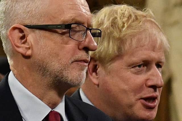Boris Johnson and Jeremy Corbyn at Parliament's state opening - the House of Commons is due to sit this Saturday to debate Brexit.