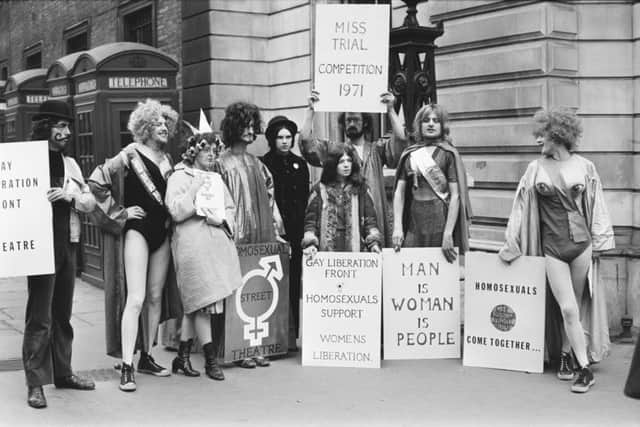 A demonstration in London by the newly-formed Gay Liberation Front in 1971. (Photo by McCarthy/Daily Express/Getty Images)