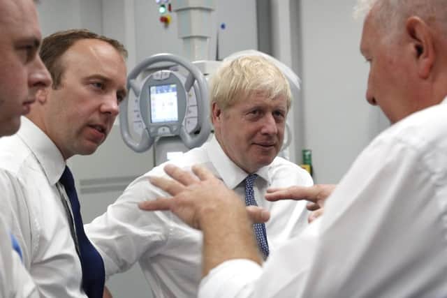 Boris Johnson during one of his many hospital visits as Prime Minister.