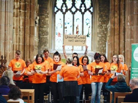The event featured a choir of people affected by hunger in Sheffield. Pic: Alexandra Wallace
