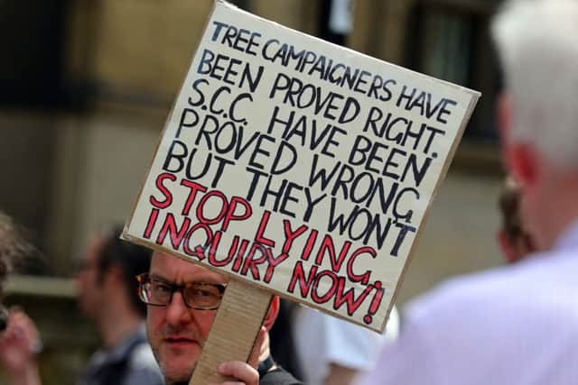 Protesters are still angry over Sheffield's tree-felling scandal.