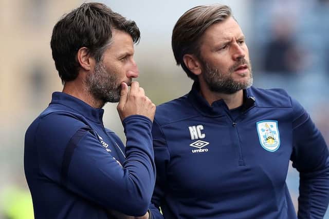 Huddersfield Town manager Danny Cowley (left) with brother and assistant manager Nicky (right)(Picture: PA)