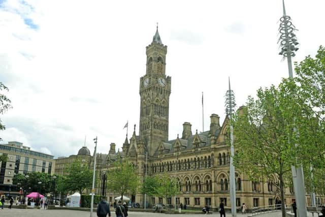 Bradford City Hall doubles for the Old Bailey in Official Secrets. Picture: Tony Johnson.