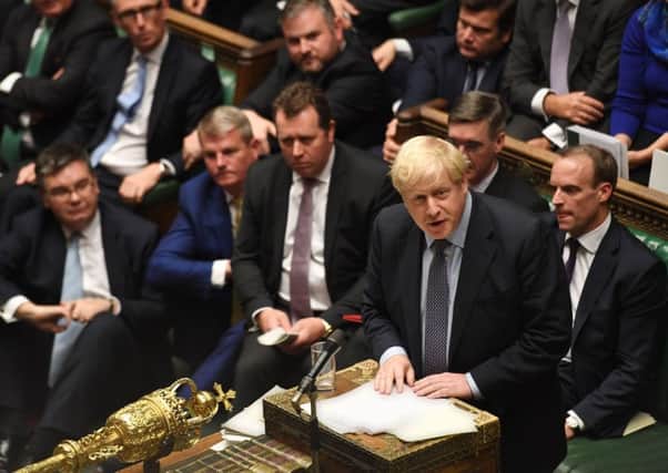 Boris Johnson during Saturday's showdown in Parliament over Brexit.