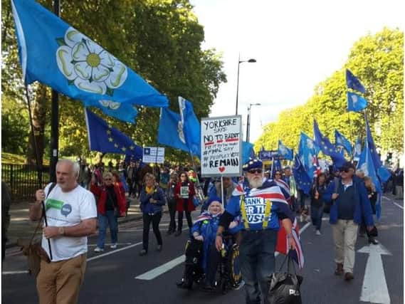 Yorkshire protesters at the People's Vote march. Photo: Yorkshire for Europe