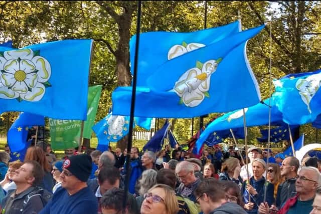 Yorkshire protesters at the People's Vote march. Photo: Yorkshire for Europe