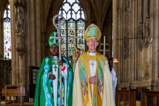 Justin Welby, the Archbishop of Canterbury (right), and Dr John Sentamu, Archbishop of York (left) at York Minster.
