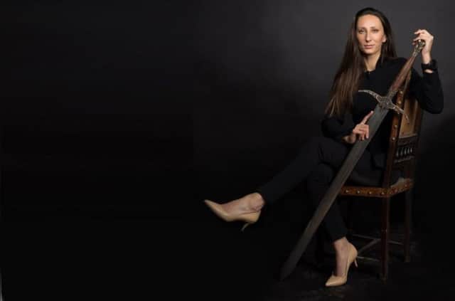 Natalia Lee with the Heartsbane sword she designed for Game of Thrones