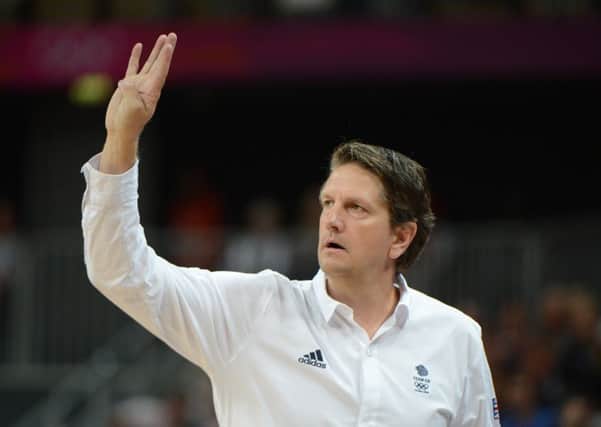 British coach Chris Finch gestures during the Men's preliminary round group B basketball match between GB and Brazil during the London 2012 Olympic Games (Picture: MARK RALSTON/AFP/GettyImages)