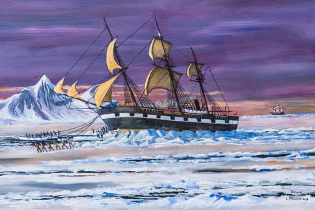 A painting by Larry Malkin of Diana, the last whaling vessel to sail out of Hull