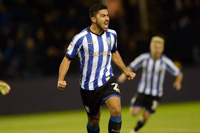 Sheffield Wednesday's Massimo Luongo celebrates what proved to be the winning goal. Picture: Steve Ellis.