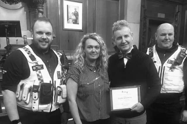 Pictured from left to right are PC Christian Sewell, campaigner Kayleigh Pepper, Clive Knowles from the British Ironworks Society and PCSO Richard Whelan.
