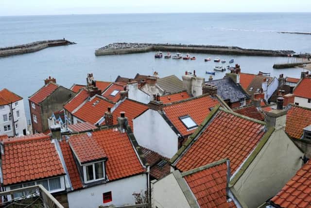 The view of Staithes harbour from Smugglers Den cottage